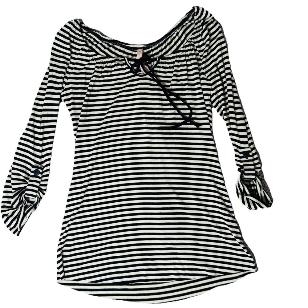 Bailey 44 Anthropologie Striped Soft Keyhole Front Tie Womens Blouse Shirt XS